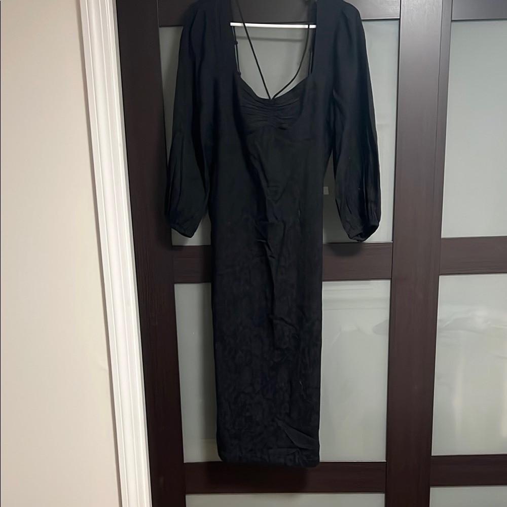 Anthropologie Black Sheath Dress with Bishop Sleeves